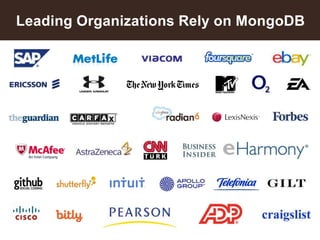 4
Leading Organizations Rely on MongoDB
 