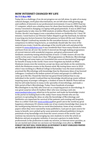 How internet changed my life | DOCX | Internet | Computing