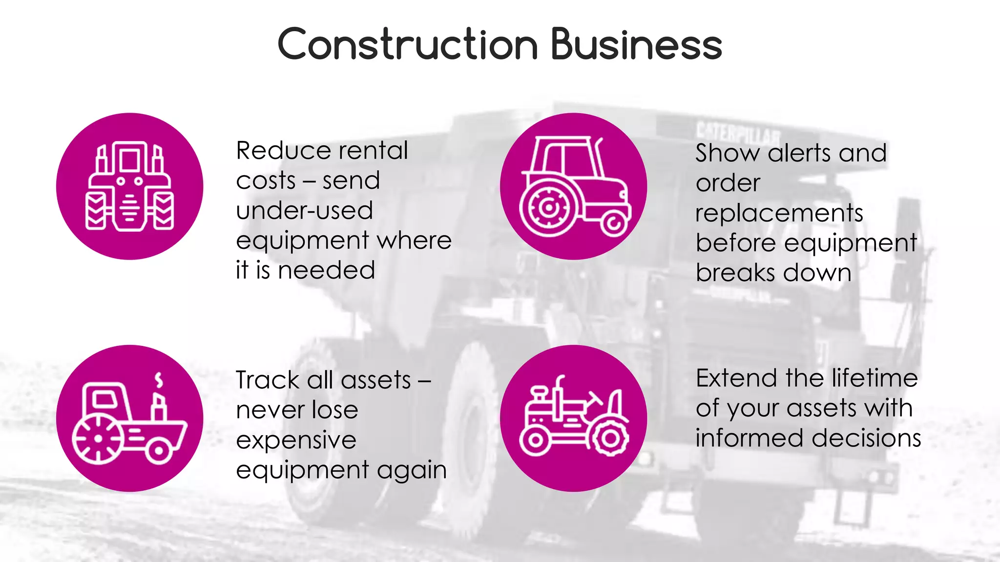 favoriot
Construction Business
Reduce rental
costs – send
under-used
equipment where
it is needed
Track all assets –
never lose
expensive
equipment again
Show alerts and
order
replacements
before equipment
breaks down
Extend the lifetime
of your assets with
informed decisions
 