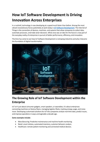 How IoT Software Development Is Driving Innovation Across Enterprises | PDF