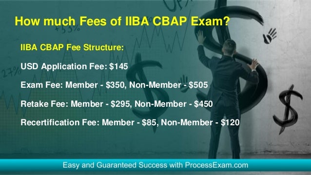 How much Fees of IIBA CBAP Exam?
IIBA CBAP Fee Structure:
USD Application Fee: $145
Exam Fee: Member - $350, Non-Member - $505
Retake Fee: Member - $295, Non-Member - $450
Recertification Fee: Member - $85, Non-Member - $120
 