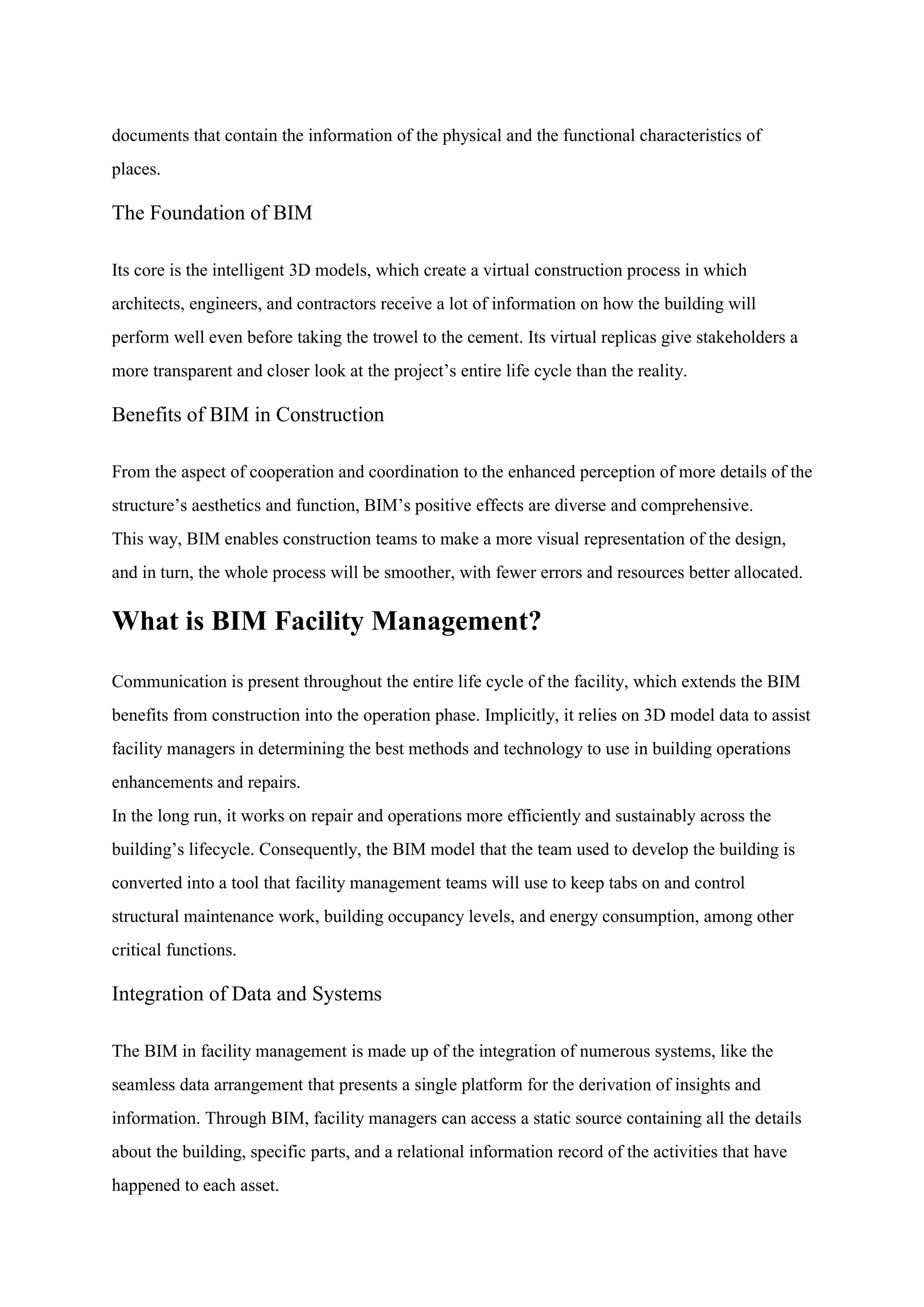 How is BIM Facilitating Facility Management Process 2024? | PDF