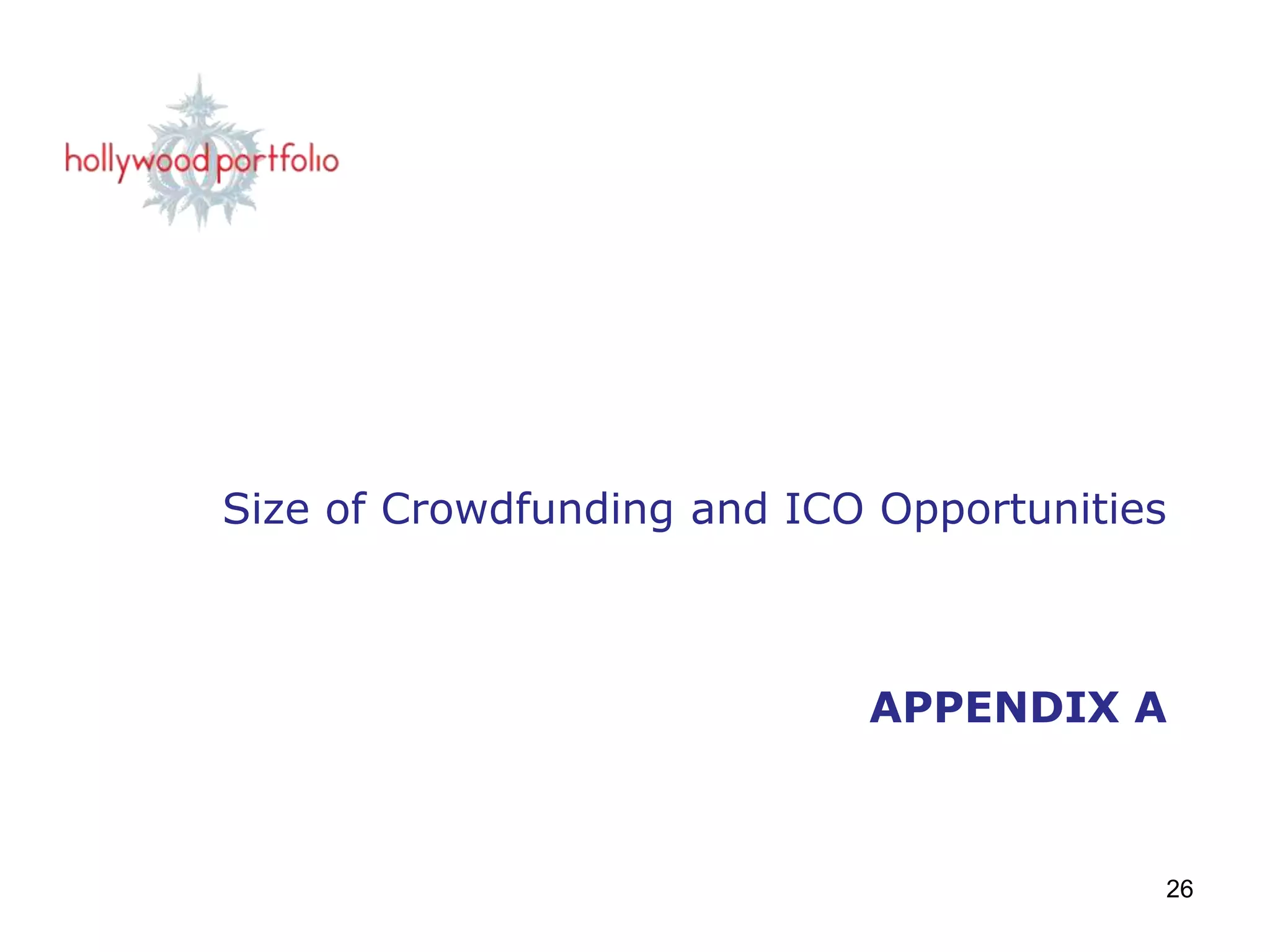 APPENDIX A
Size of Crowdfunding and ICO Opportunities
26
 