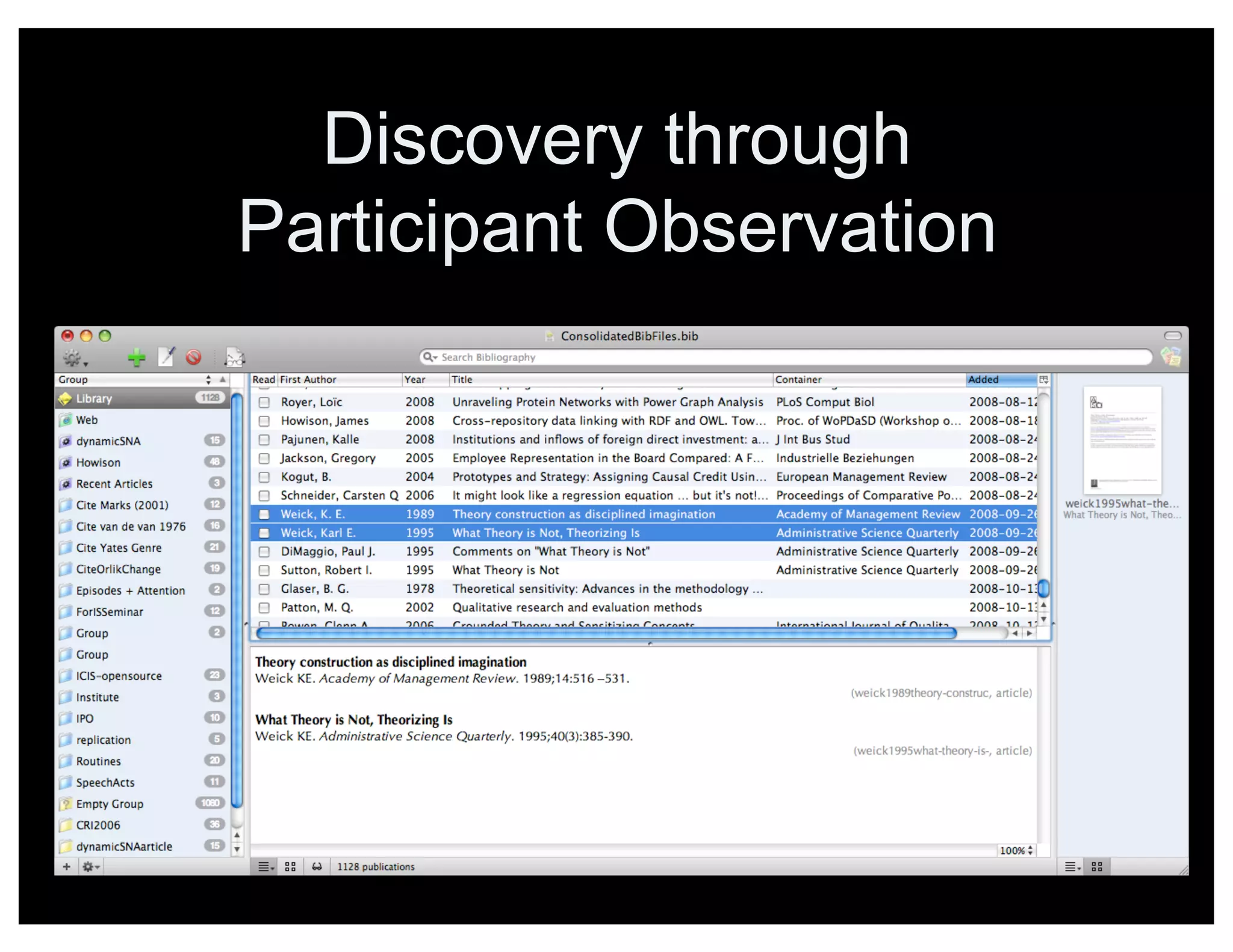 Discovery through
Participant Observation
 