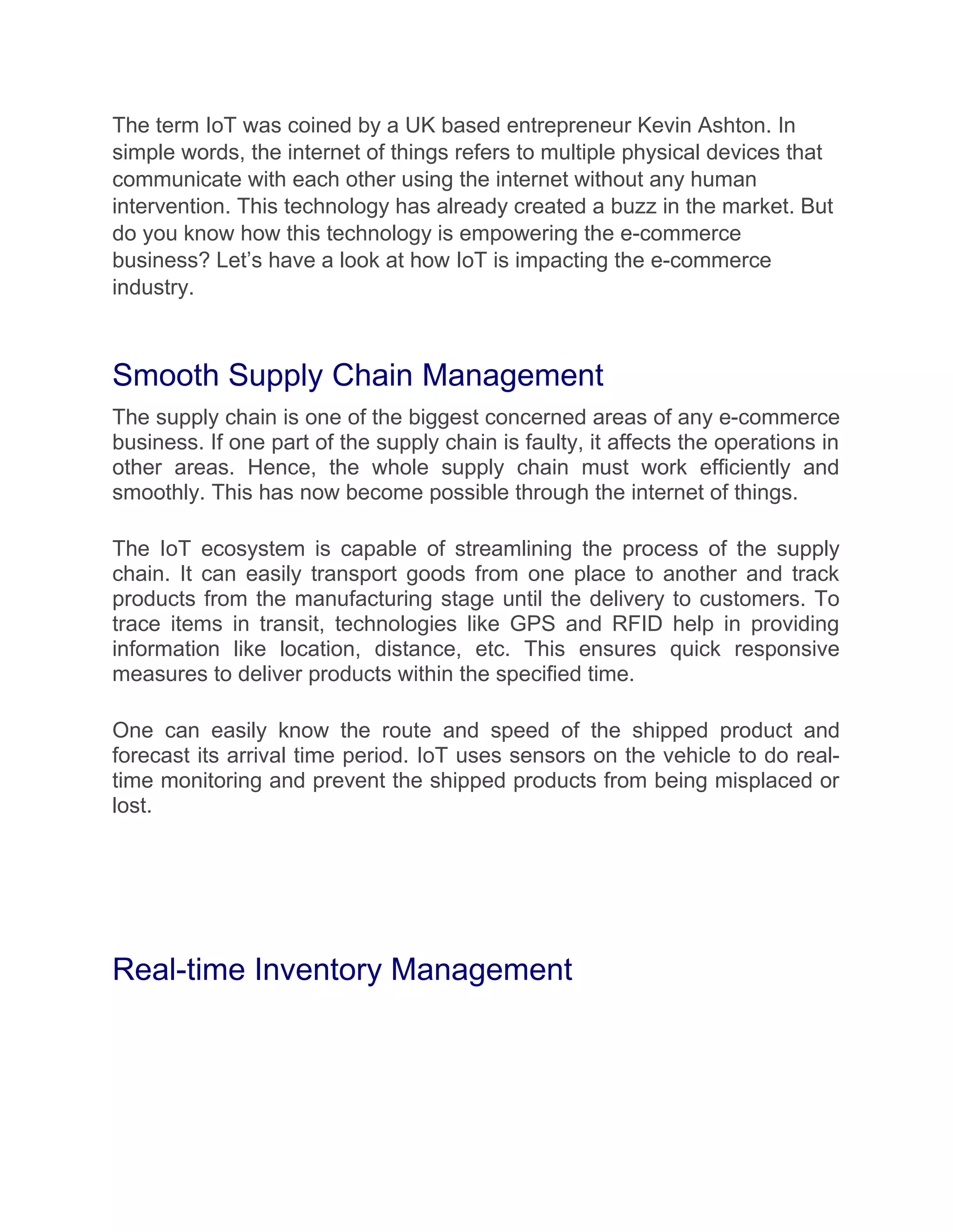 How is the Internet of Things (iot) Affecting e-Commerce | PDF