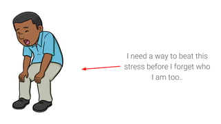 I need a way to beat this
stress before I forget who
I am too..
 