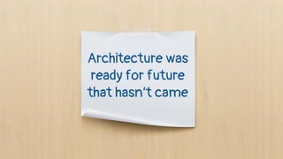 Architecture was
ready for future
that hasn’t came
 