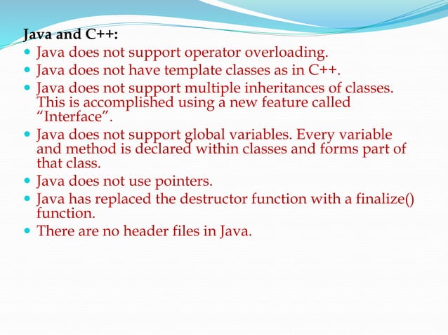 How java differs from c and c++ | PPTX | Programming Languages | Computing