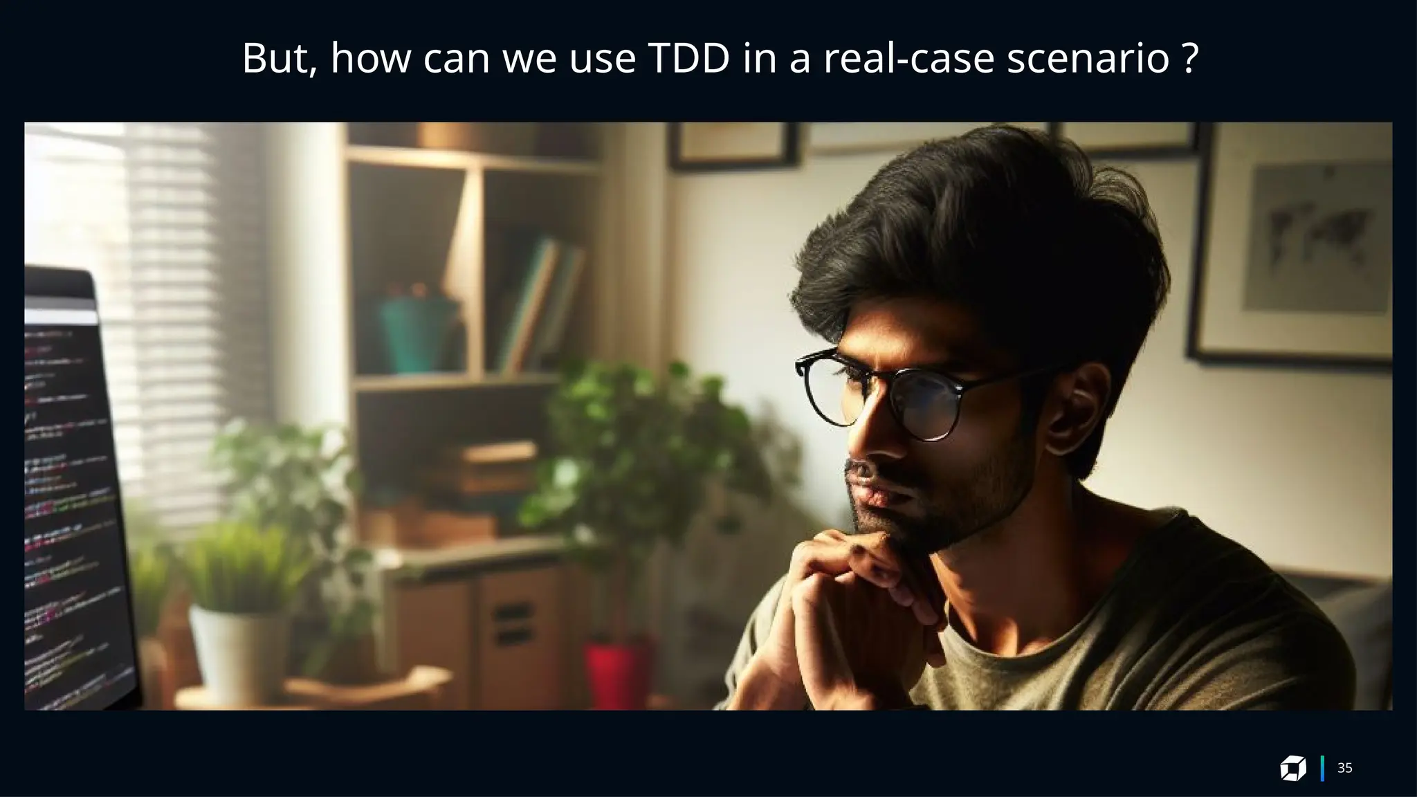 35
But, how can we use TDD in a real-case scenario ?
 