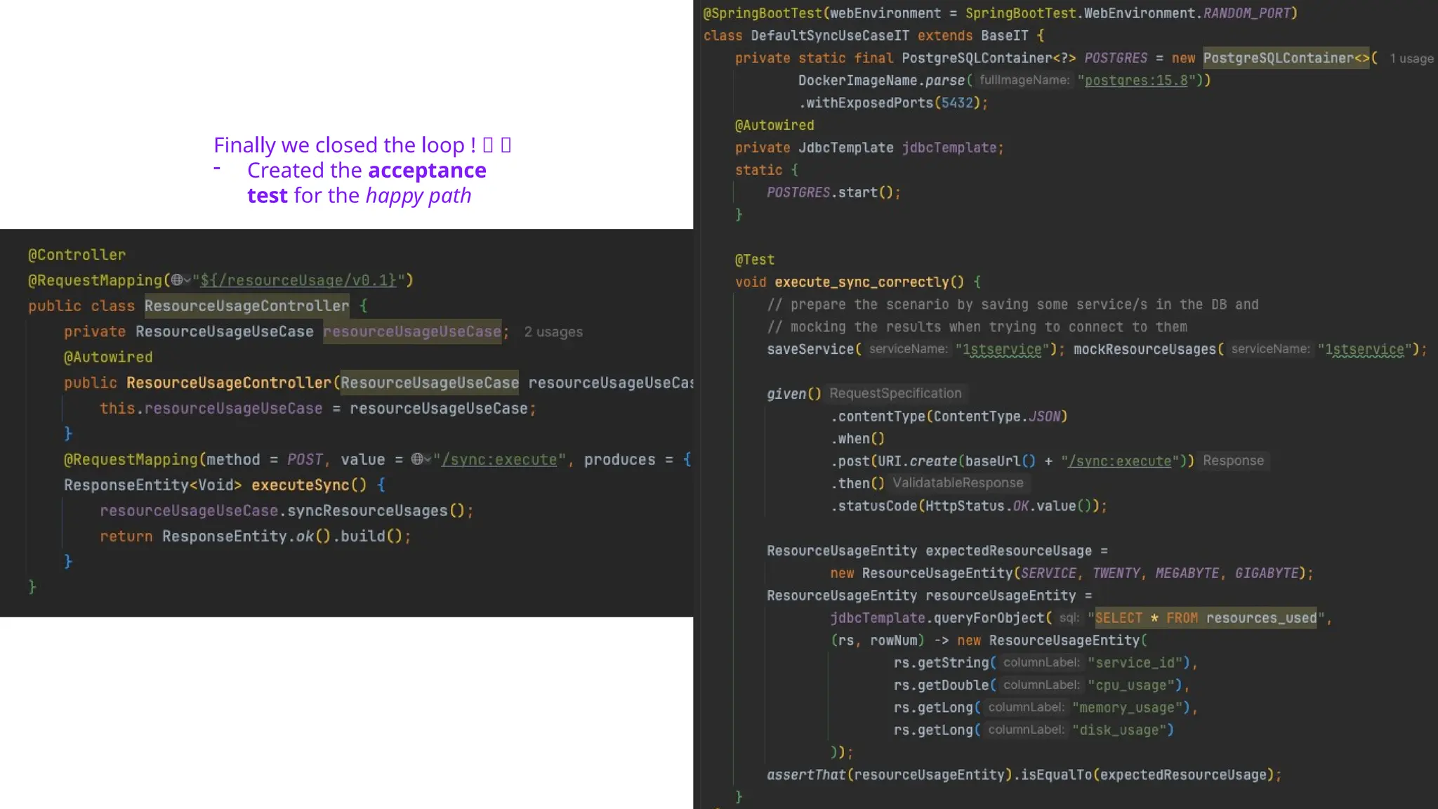 55
Finally we closed the loop ! 🔁 🙂
- Created the acceptance
test for the happy path
 