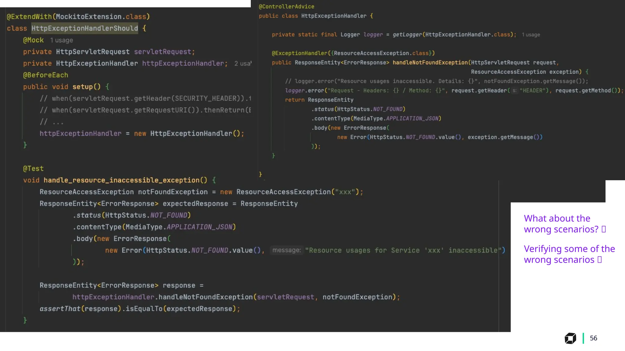 56
Verifying some of the
wrong scenarios 🙂
What about the
wrong scenarios? 🤔
 