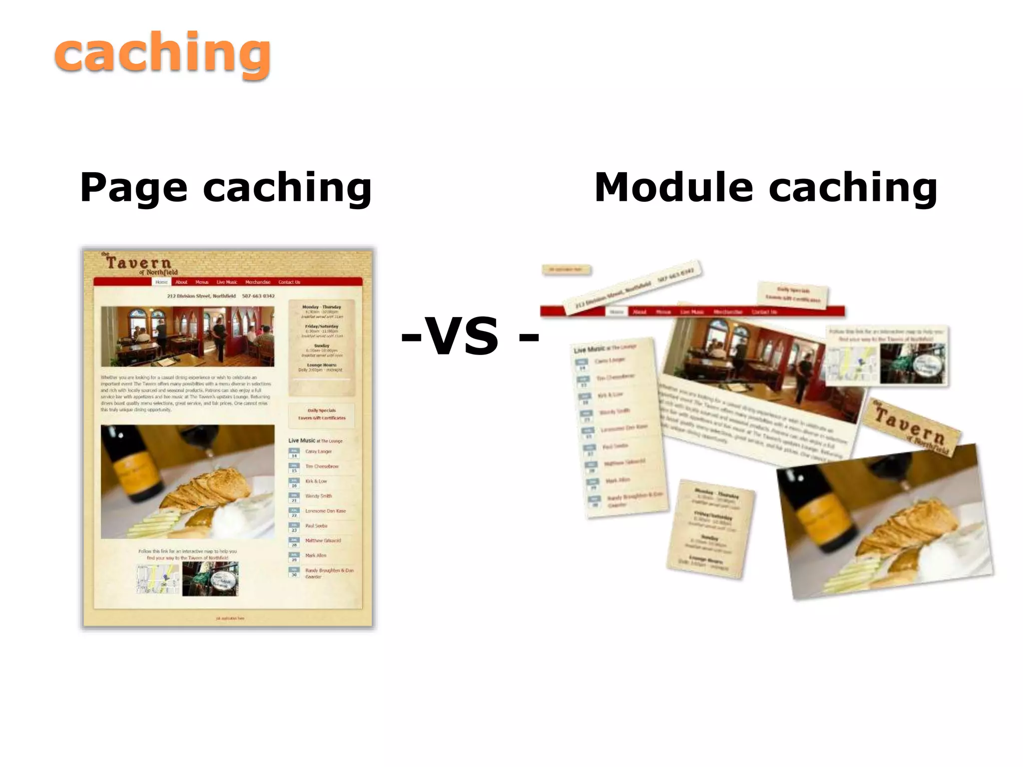 caching
-VS -
Page caching Module caching
 