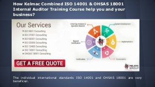 How Kelmac Combined ISO 14001 & OHSAS 18001
Internal Auditor Training Course help you and your
business?
The individual international standards ISO 14001 and OHSAS 18001 are very
beneficial.
 