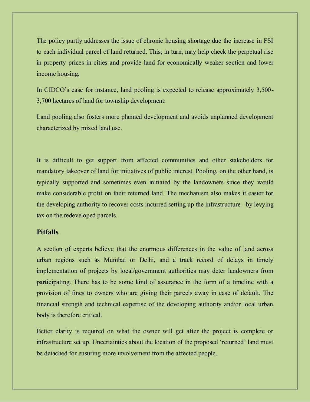 DDA Land Pooling projects