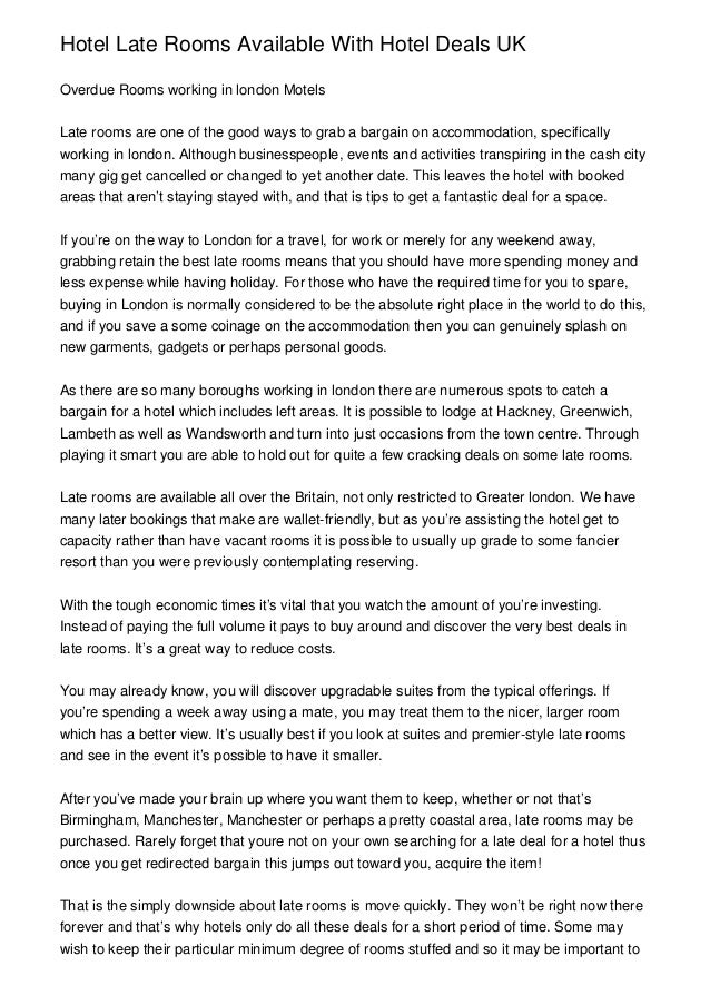 Late Rooms Manchester