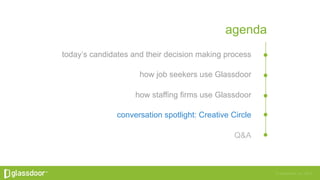 © Glassdoor, Inc. 2016
agenda
today’s candidates and their decision making process
how job seekers use Glassdoor
how staff...