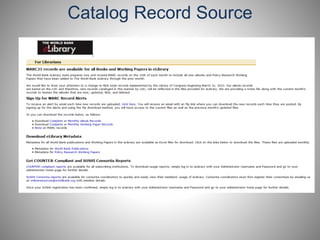 Catalog Record Source 
 