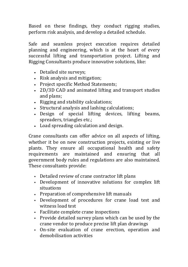 How Lifting and Rigging Consultant Plays An Important Role in Success