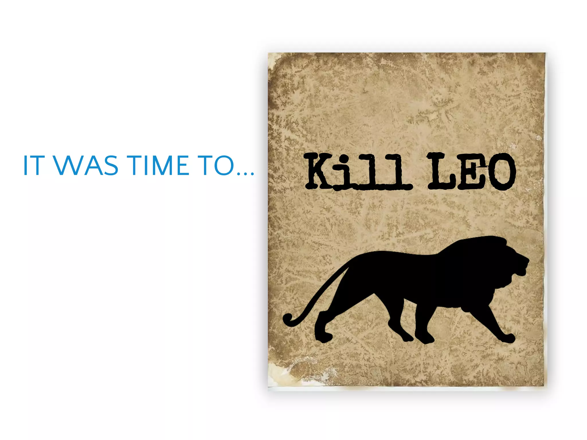 Kill LEOIT WAS TIME TO...
 