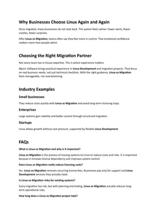 How Linux OS Migration Reduces Licensing Costs and Operational Risks | PDF