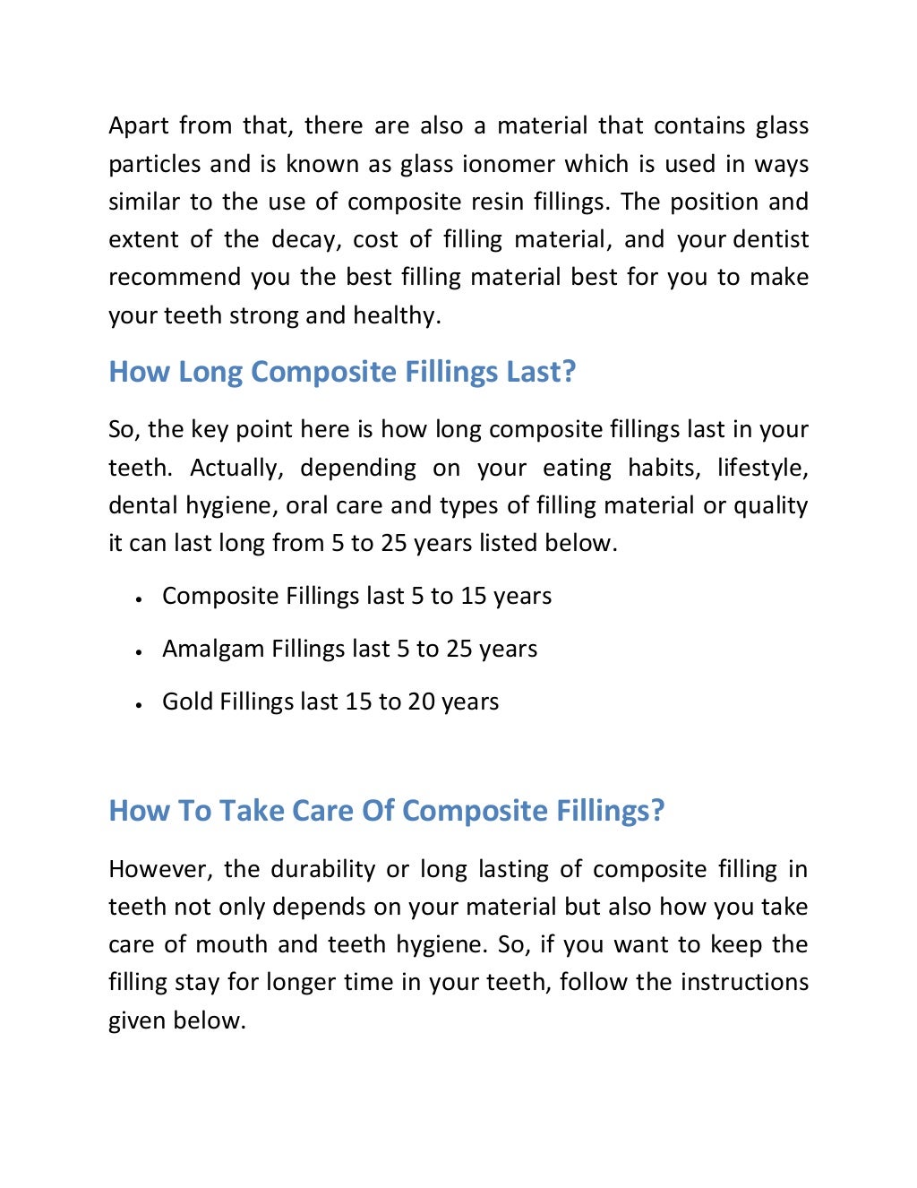 How Long Composite Fillings Last and Take Care of It?