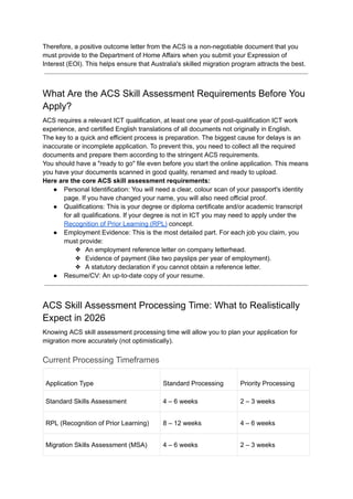 Acs Process Comprehensive Guide to ACS Skill Assessment Processing Time and ...