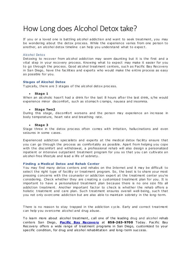 How Long does Alcohol Detox take?