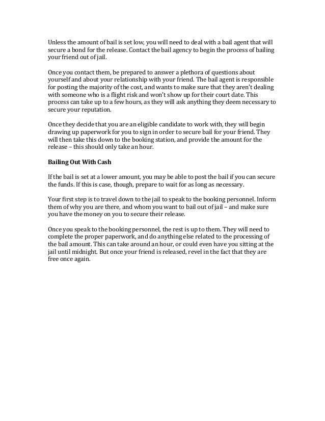 how long does it take to bail someone out of jail 2 638