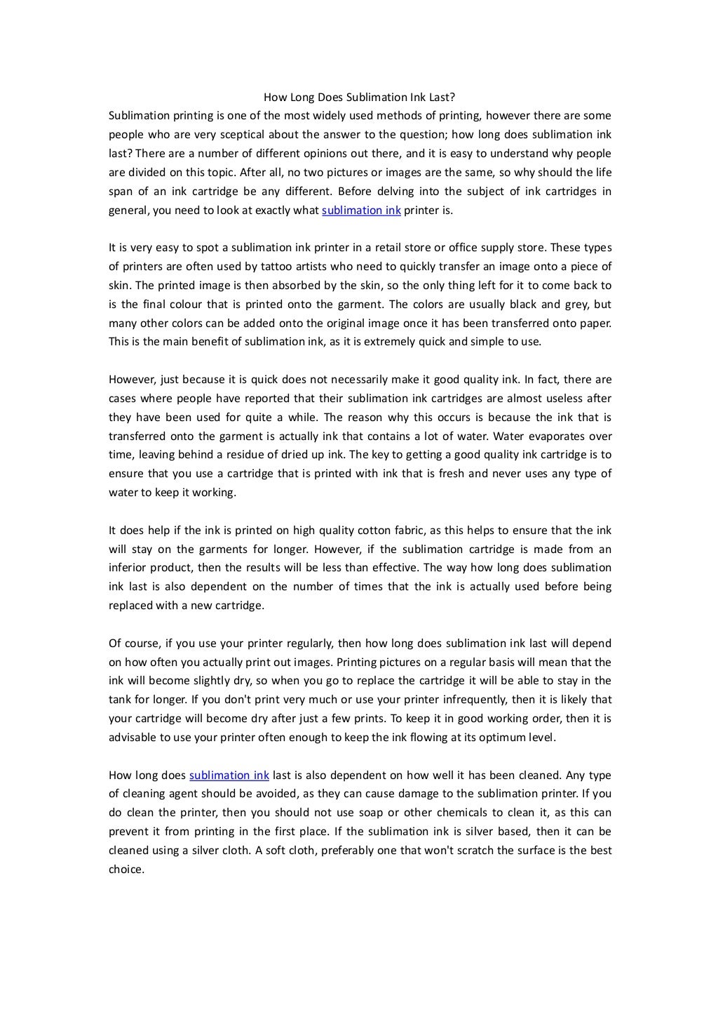 How Long Does Sublimation Ink Last