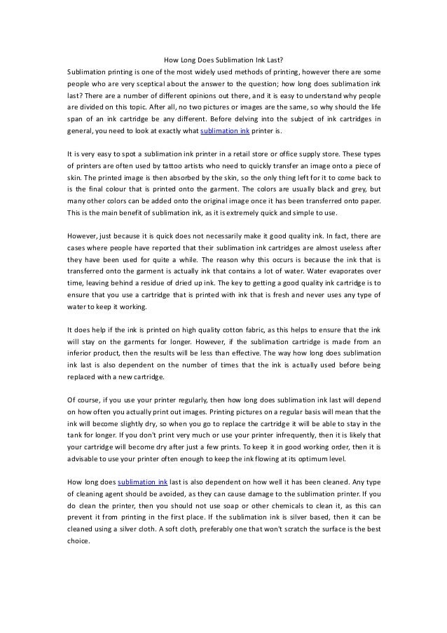 How Long Does Sublimation Ink Last