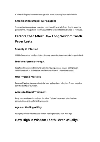 Understanding Wisdom Tooth Fever: Duration, Causes, and Treatment | DOCX