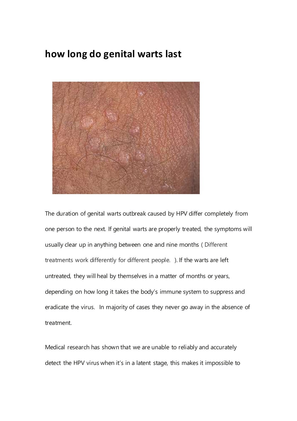 How long do genital warts last