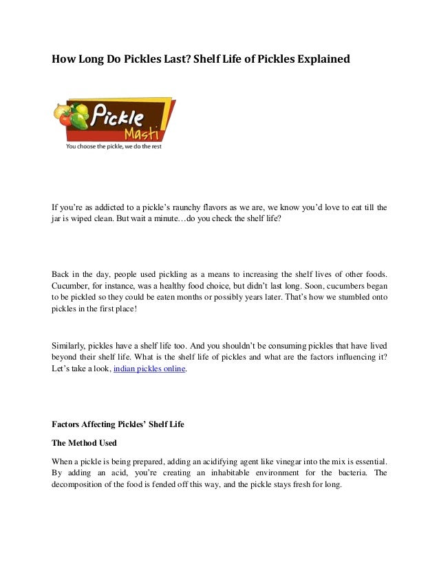 How long do pickles last shelf life of pickles explained