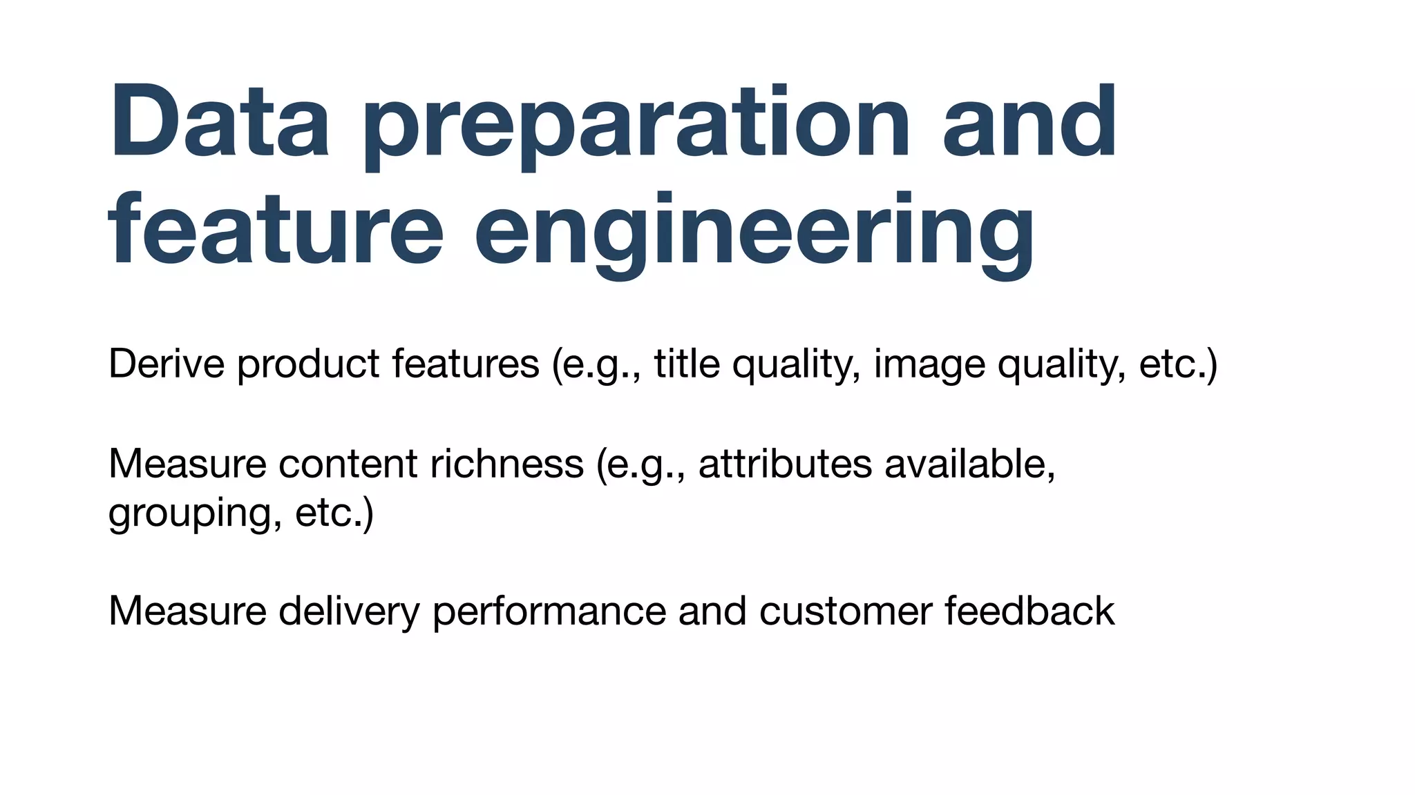 Methodology (offline)
Perfect order rate (i.e., not cancelled, not returned, etc.)
Negative feedback (e.g., counterfeit, complaints, etc.)
Seller metrics (e.g., timely shipped-rate, return rate, etc.)
 