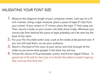 VALIDATING YOUR FONT SIZE 
1. Measure the diagonal length of your computer screen. Let’s say it’s a 21 
inch monitor. Usin...