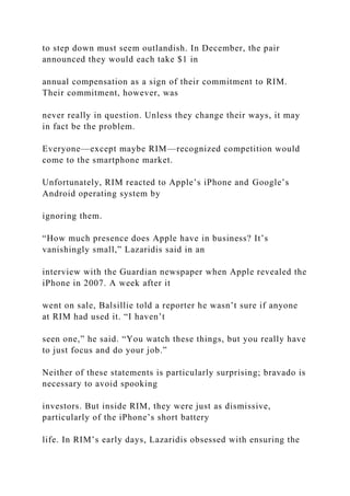 How management has failed at RIM Falling market share. P.docx