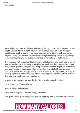 How many calories to maintain weight