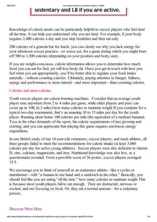 How many calories to maintain weight