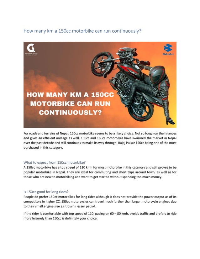 How many km a 150cc motorbike can run continuously.pdf