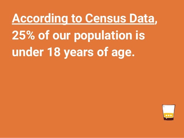 According to Census Data,
25% of our population is
under 18 years of age.
 