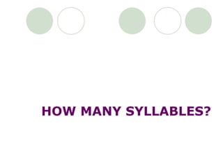 HOW MANY SYLLABLES? 