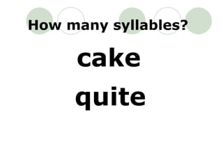 cake quite How many syllables? 