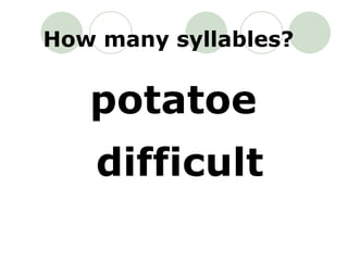potatoe difficult How many syllables? 