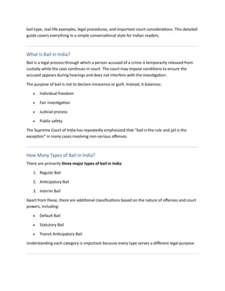 Different Types of Bail in India Explained Simply | PDF