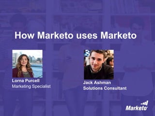 How Marketo uses Marketo
Lorna Purcell
Marketing Specialist
Jack Ashman
Solutions Consultant
 