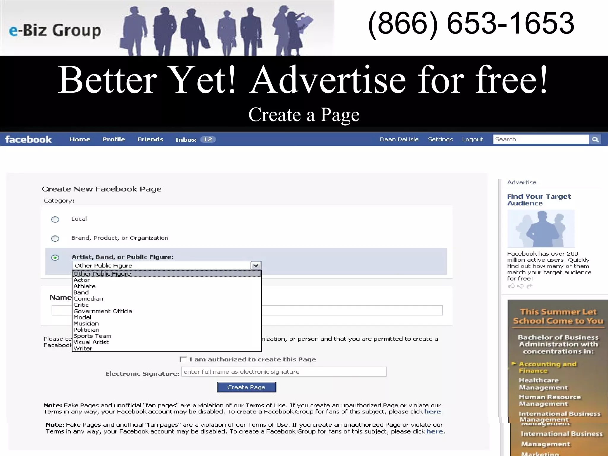 Better Yet! Advertise for free!  Create a Page 