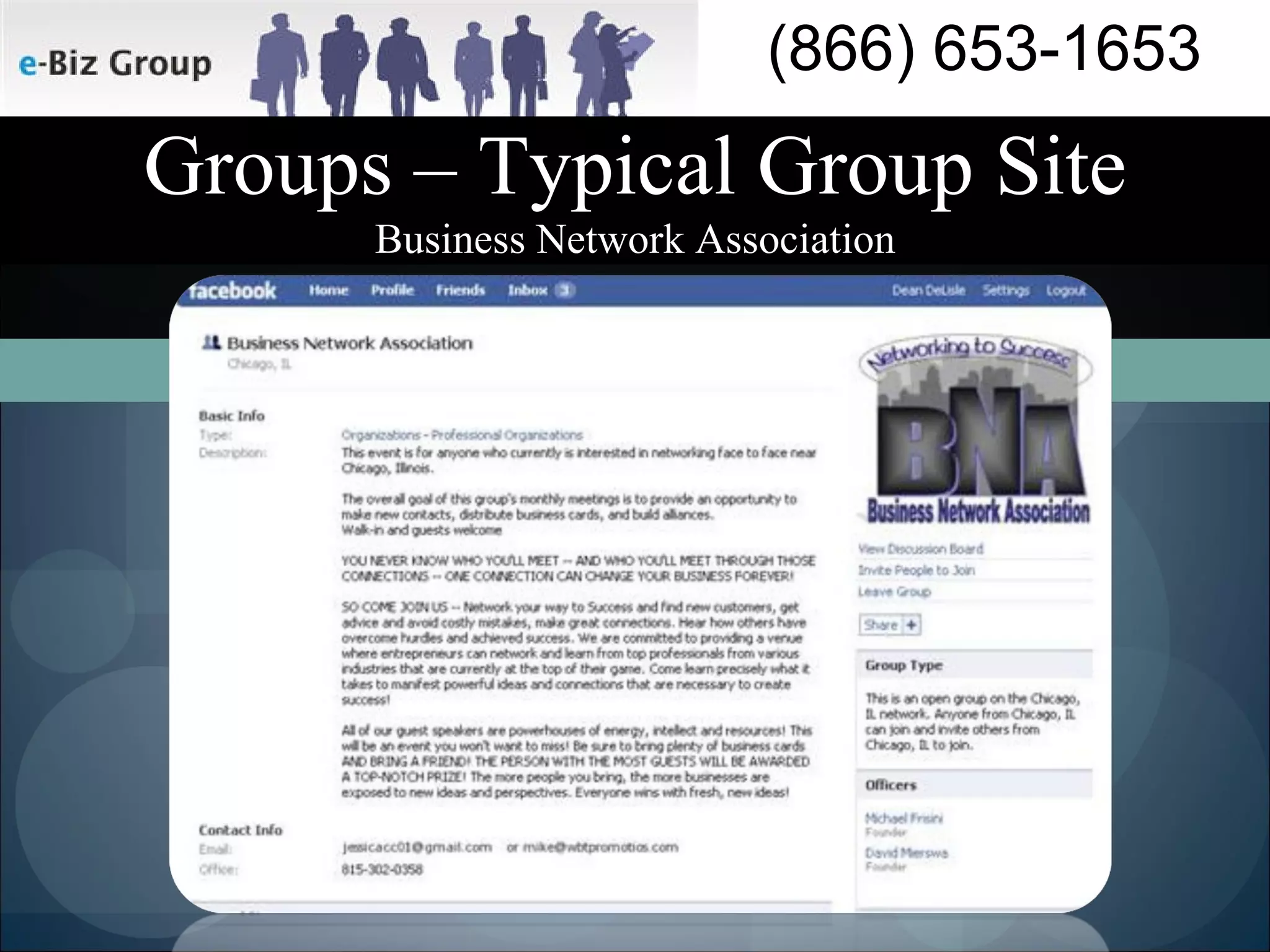 Groups – Typical Group Site  Business Network Association 