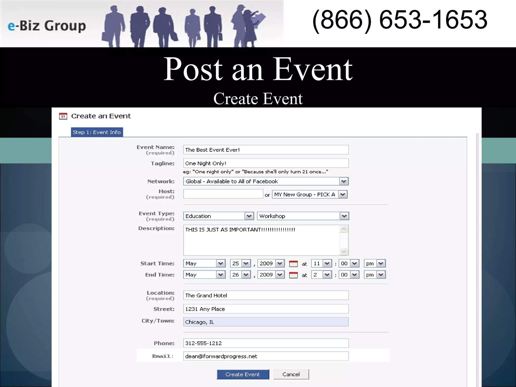Post an Event Create Event 