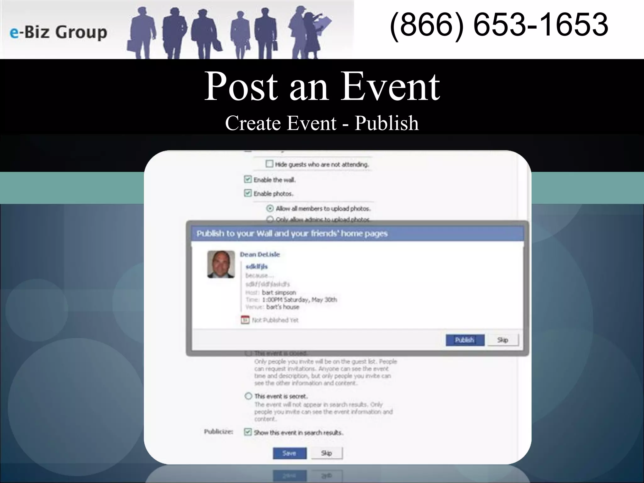 Post an Event Create Event - Publish 