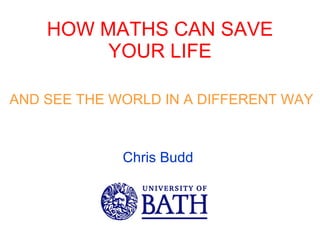 HOW MATHS CAN SAVE YOUR LIFE AND SEE THE WORLD IN A DIFFERENT WAY   Chris Budd 